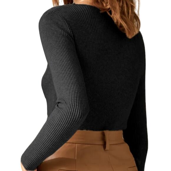 NWT REVOLVE & MINIMALIST lovers COMMENSE ribbed knit black Sweater S - Picture 2 of 9